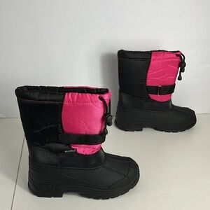 Skadoo Snow Goer Winter Boots Black/Pink  Block Bungee Cord Hook Loop Kid’s 3